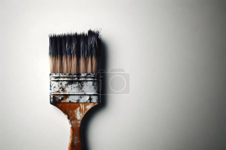 Photo for Aged Paintbrush Against White Background. A well-used paintbrush, showcasing the beauty in wear and tear, perfect for DIY themes - Royalty Free Image