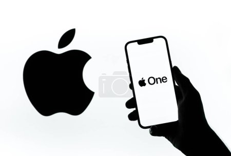 Photo for West Bangal, India - September 28, 2021 : Apple one logo on phone screen stock image. - Royalty Free Image