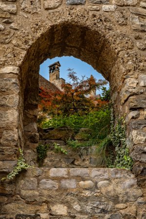 Photo for Beauty of the Chillon Castle Turret with decorative foliage - Royalty Free Image