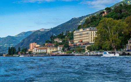 Photo for Beautiful and picturesque coastline of Lake Como Italy along the via Regina area - Royalty Free Image
