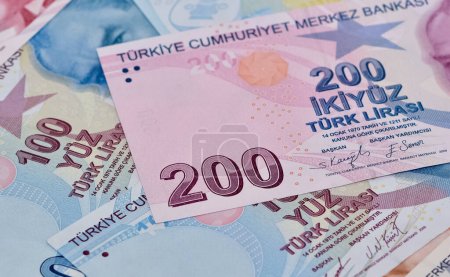 varios billetes de país. lira turca fotos.