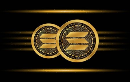 Image of solana-sol virtual currency on digital background. 3d illustration