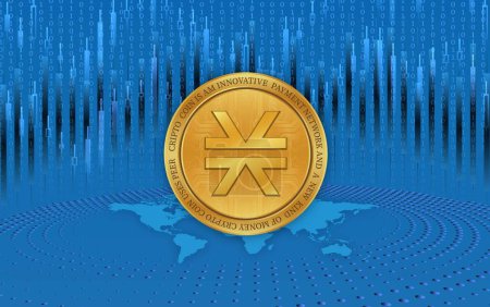 Photo for Stacks-stx cryptocurrency images on digital background. 3d illustration. - Royalty Free Image