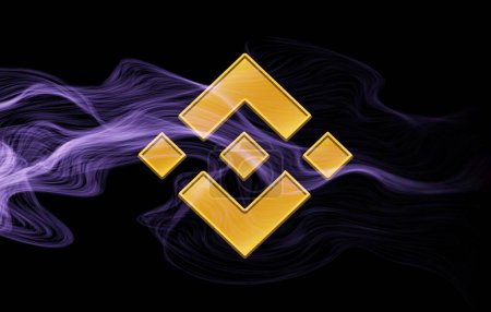 binance-bnb virtual currency image in the digital background. 3d illustrations.