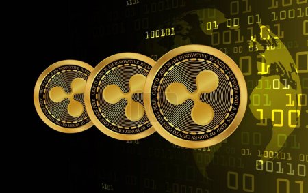  the ripple-xrp virtual currency logo. 3d illustrations.