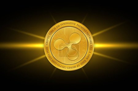 ripple-xpr virtual currency images on digital background. 3d illustrations.
