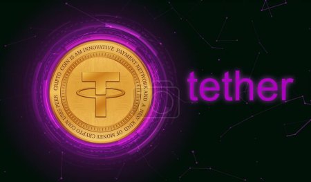 Photo for Tether-usdt virtual currency images on digital background. 3d illustrations. - Royalty Free Image