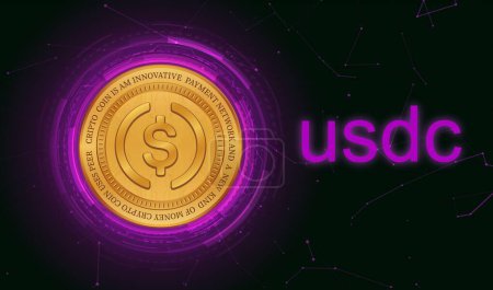 Photo for USDC virtual currency images on digital background. 3d illustrations. - Royalty Free Image