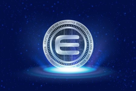 Photo for Digital background image of enjin-enj virtual currency. 3d illustration. - Royalty Free Image