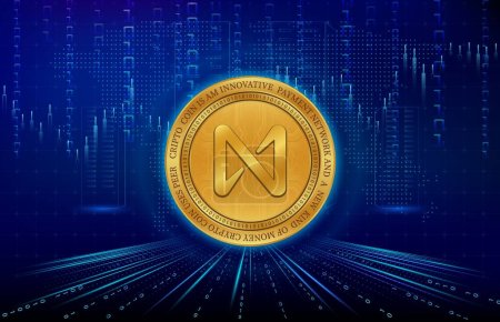 NEAR PROTOCOL coin and logo on digital background. NEAR 3d illustration image.