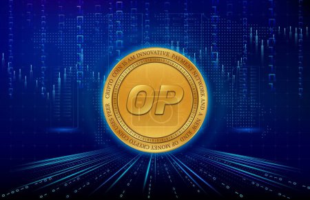 Photo for Optimism-op virtual currency drawing. 3d illustration - Royalty Free Image