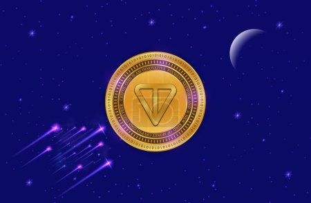 Photo for Toncoin-ton virtual currency images on digital background. 3d illustrations. - Royalty Free Image