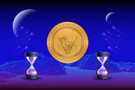 Photo for Vechain-vet cryptocurrency images on digital background. 3d illustration. - Royalty Free Image
