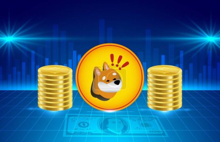 Photo for Bonk coin cryptocurrency image on digital background. 3d illustrations. - Royalty Free Image