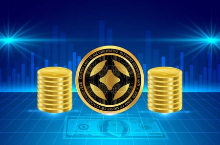 Téléchargez les photos : Stargate finance-stg images de monnaie virtuelle sur fond numérique. Illustrations 3D. - en image libre de droit