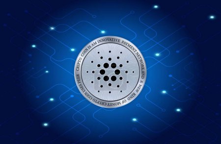 Photo for Cardano-ada virtual currency image in the digital background. 3d illustrations. - Royalty Free Image