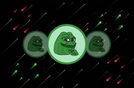 images of the pepe logo on a digital background. 3d illustrations.