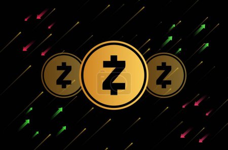 digital background image of the zcash-zec virtual currency.  3d illustration.