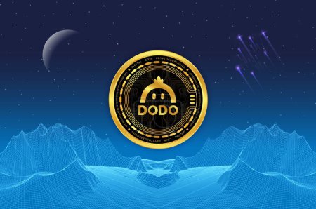 dodo virtual currency image in the digital background. 3d illustrations.