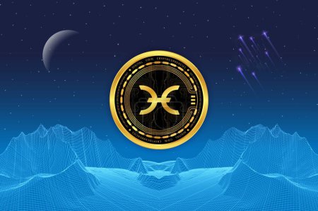 an image of the holo coin virtual currency on a digital background. 3d illustrations.