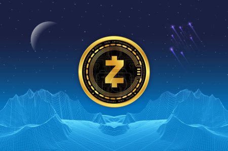 imagen de fondo digital de la moneda virtual zcash-zec. ilustración 3d.