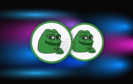 Photo for Images of the pepe logo on a digital background. 3d illustrations. - Royalty Free Image