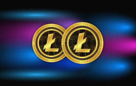  Ansichten der virtuellen Währung litecoin-ltc. 3D-Illustration