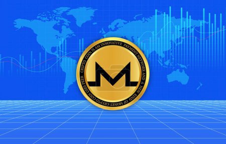monero-xmr Bilder der virtuellen Währung. 3D-Abbildungen.