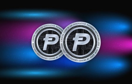 Potcoin-pot cryptocurrency images on digital background. 3d illustration.