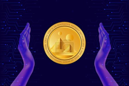 decntraland-mana cryptocurrency image. 3D illustration.