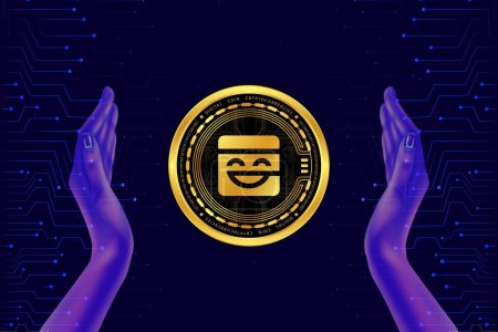 images of mask network-mask crypto currency on digital background. 3d illustrations.