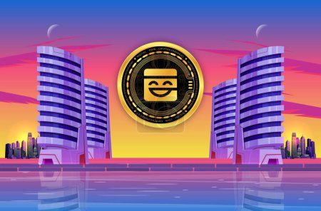 images of mask network-mask crypto currency on digital background. 3d illustrations.
