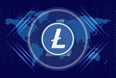  views of the litecoin-ltc virtual currency. 3d illustration