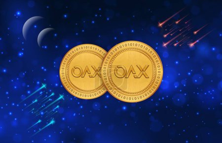Photo for Oax virtual currency. digital coins. 3d illustrations. - Royalty Free Image