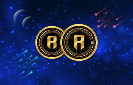 ronin-ron virtual currency image in the digital background. 3d illustrations.