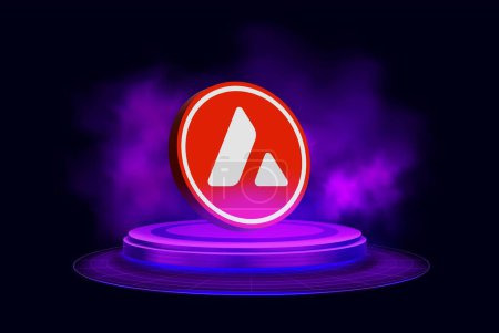 avalanche-avax virtual currency image in the digital background. 3d illustrations.