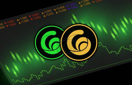 Photo for Radio caca-raca crypto currency images. 3d illustration. digital coins. - Royalty Free Image