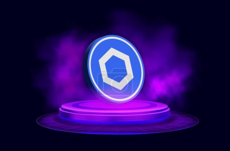 Photo for Chainlink-link virtual currency image in the digital background. 3d illustrations. - Royalty Free Image