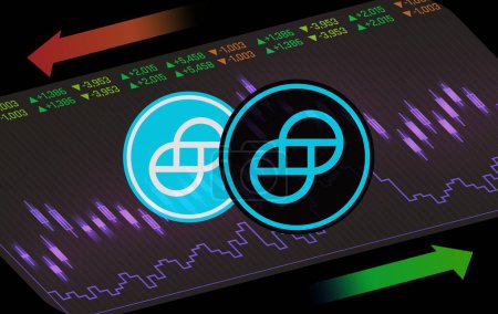 gemini dollar-gusd virtual currency images on digital background. 3d illustrations.