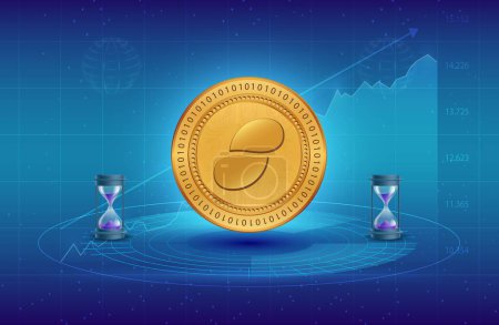 Status-snt virtual currency images on digital background. 3d illustrations.