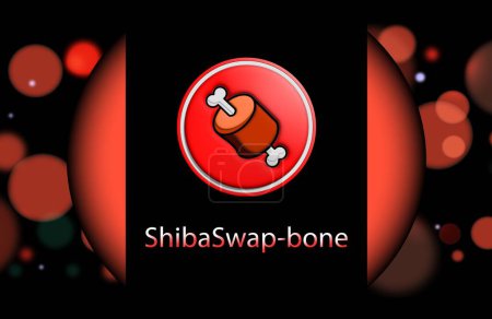 Shibaswap-bone coin logo image on digital background. 3d illustration.