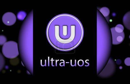Ultra-uos virtuelle Währung Bilder auf digitalem Hintergrund. 3D-Abbildungen.