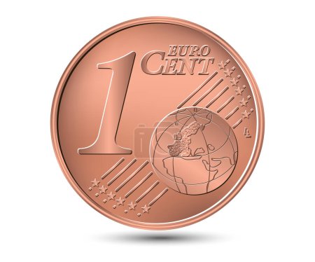 Illustration for One euro cent coin. Reverse coin. Vector illustration. - Royalty Free Image