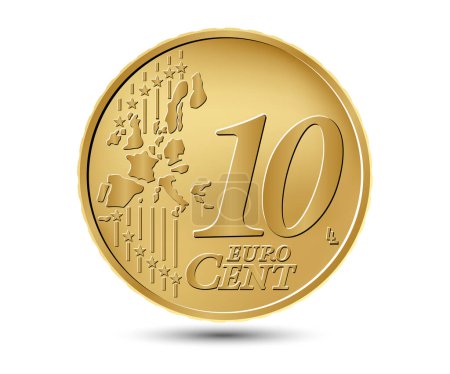 Téléchargez les illustrations : Ten euro cent coin. Reverse coin. Vector illustration. - en licence libre de droit