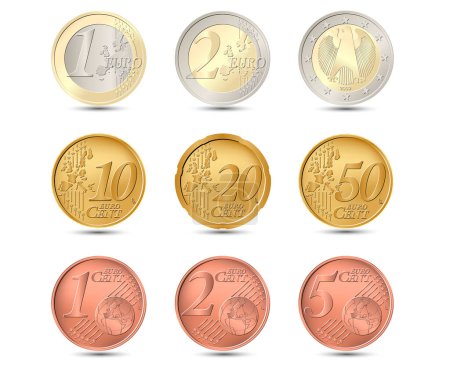 Illustration for Euro coins set. Vector illustration. - Royalty Free Image