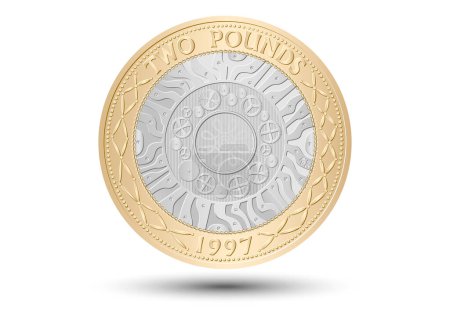 Ilustración de Moneda británica de dos libras. Ilustración vectorial. Eps-10 - Imagen libre de derechos