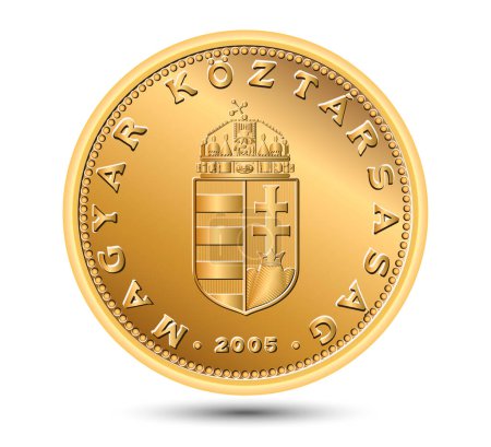 Ilustración de Moneda anverso de Hungría, un florín, aislado en fondo blanco. Ilustración vectorial. - Imagen libre de derechos