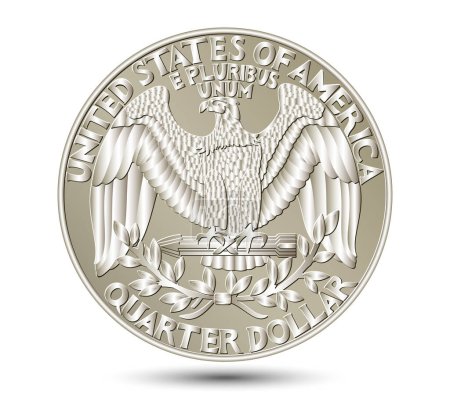Téléchargez les illustrations : Monnaie américaine, Washington quart de dollar ou pièce d'argent de 25 cents - en licence libre de droit