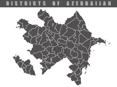 Illustration for Azerbaijan country map. Map of Azerbaijan in gray color. Detailed gray vector map of Azerbaijan by region. - Royalty Free Image