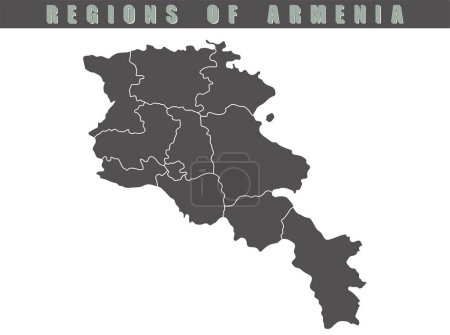 Armenische Landkarte. Landkarte von Armenien in grauer Farbe. Detaillierte graue Vektorkarte von Armenien nach Regionen.